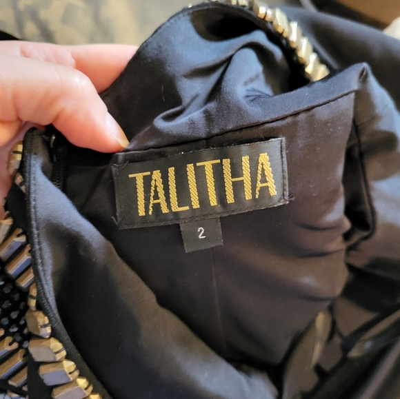 Talitha black cocktail dress with gold beading in Size 2. - Picture 3 of 3